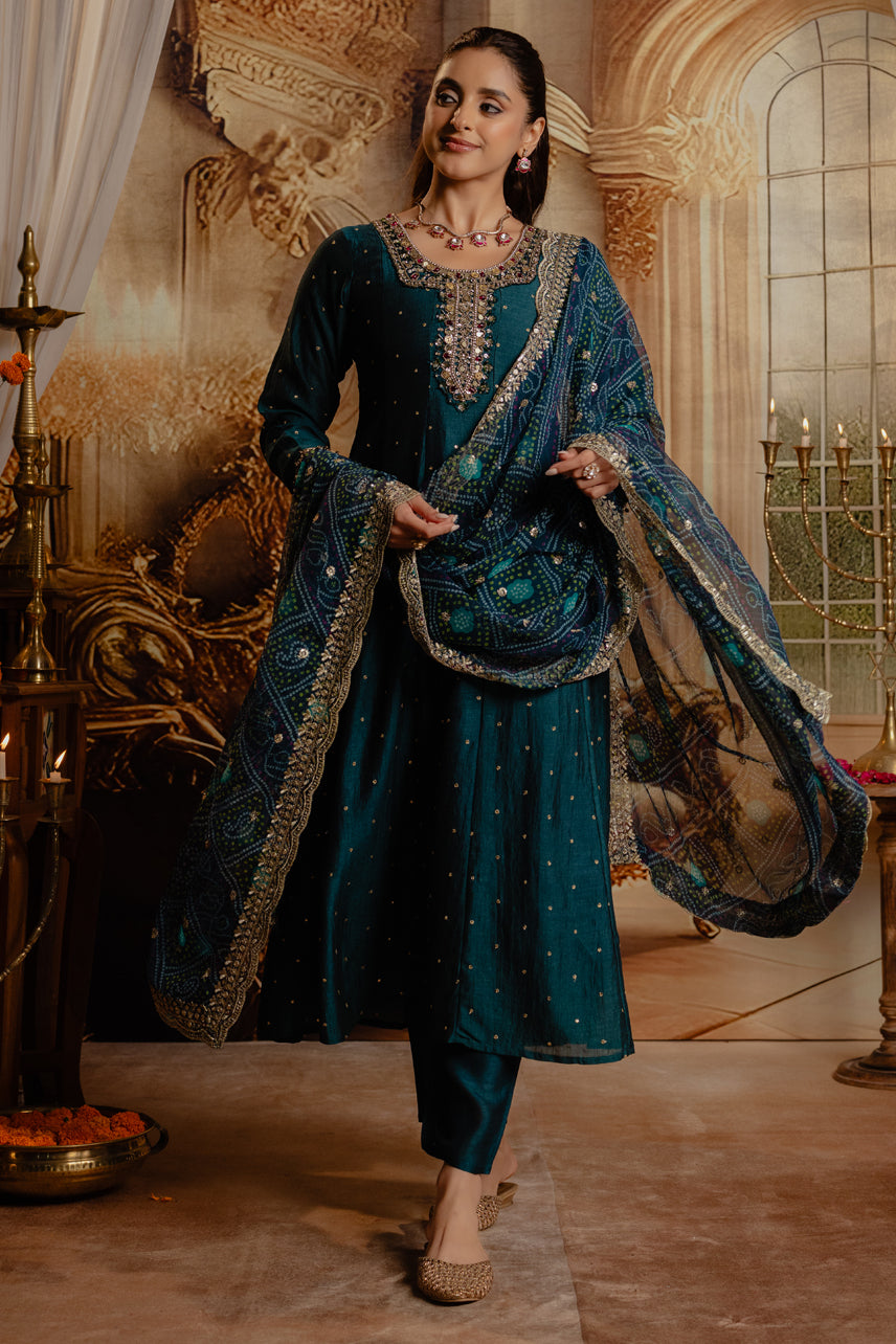 Noor Teal Green-Anarkali Set