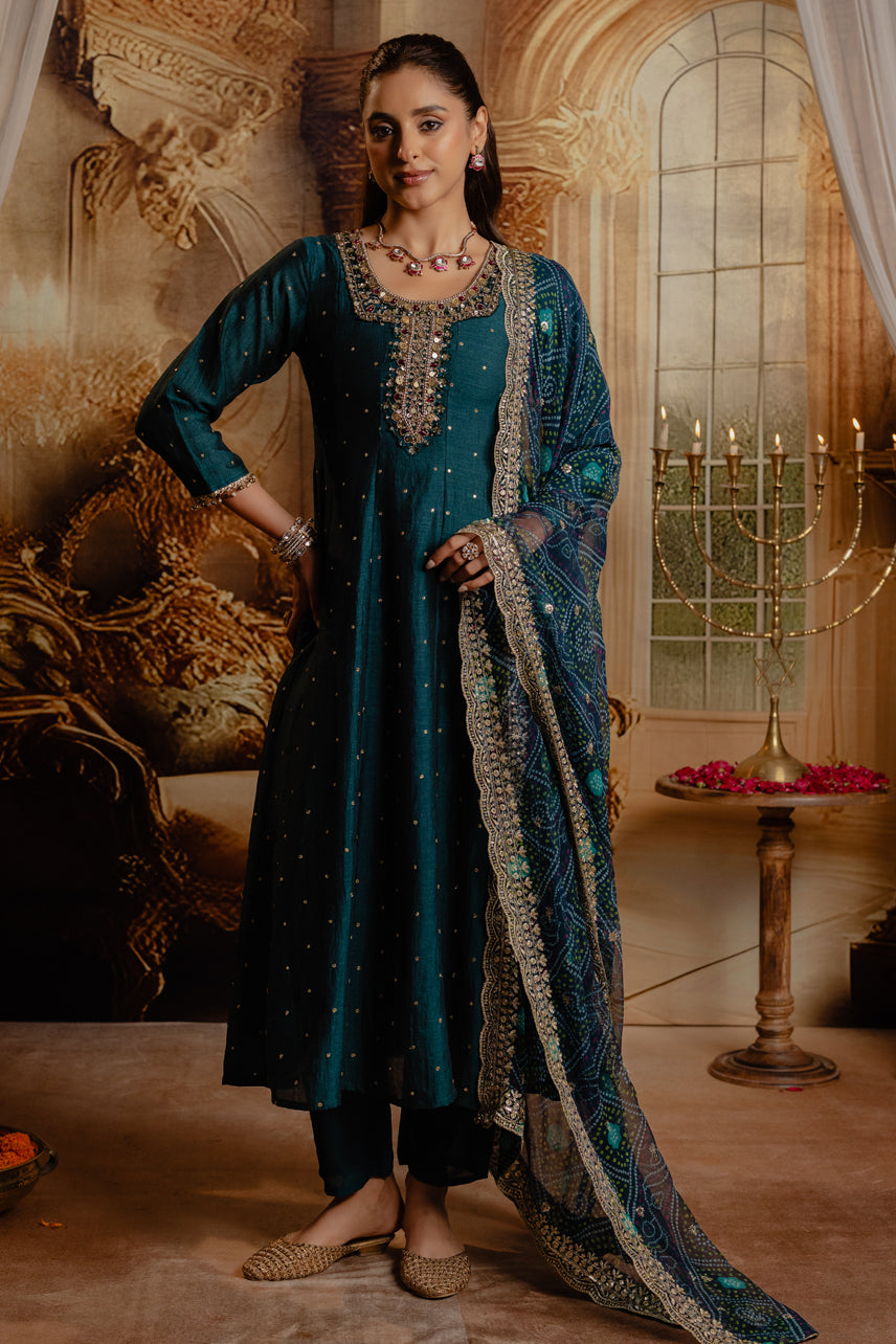 Noor Teal Green-Anarkali Set