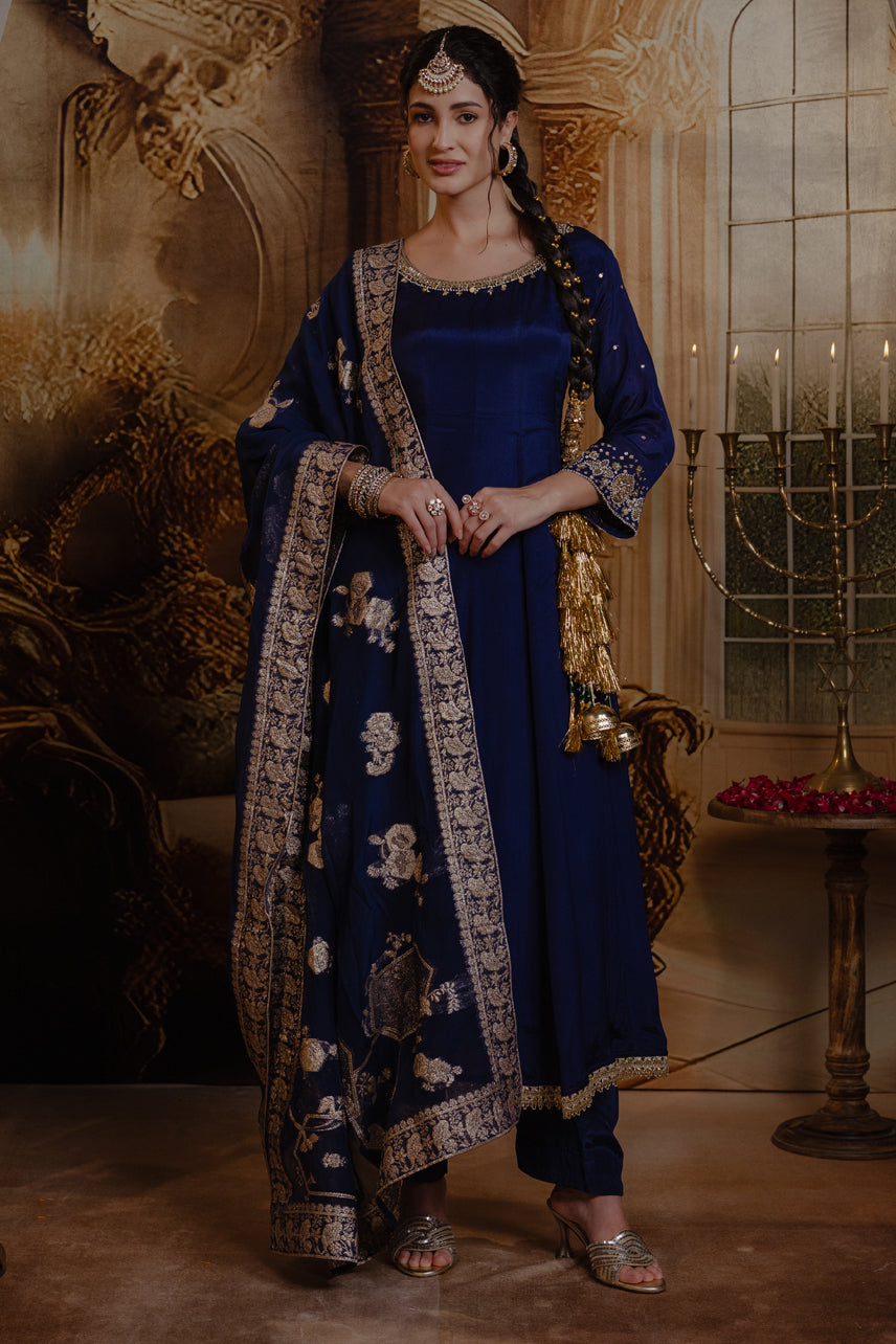 Ruhani Blue-Anarkali Set
