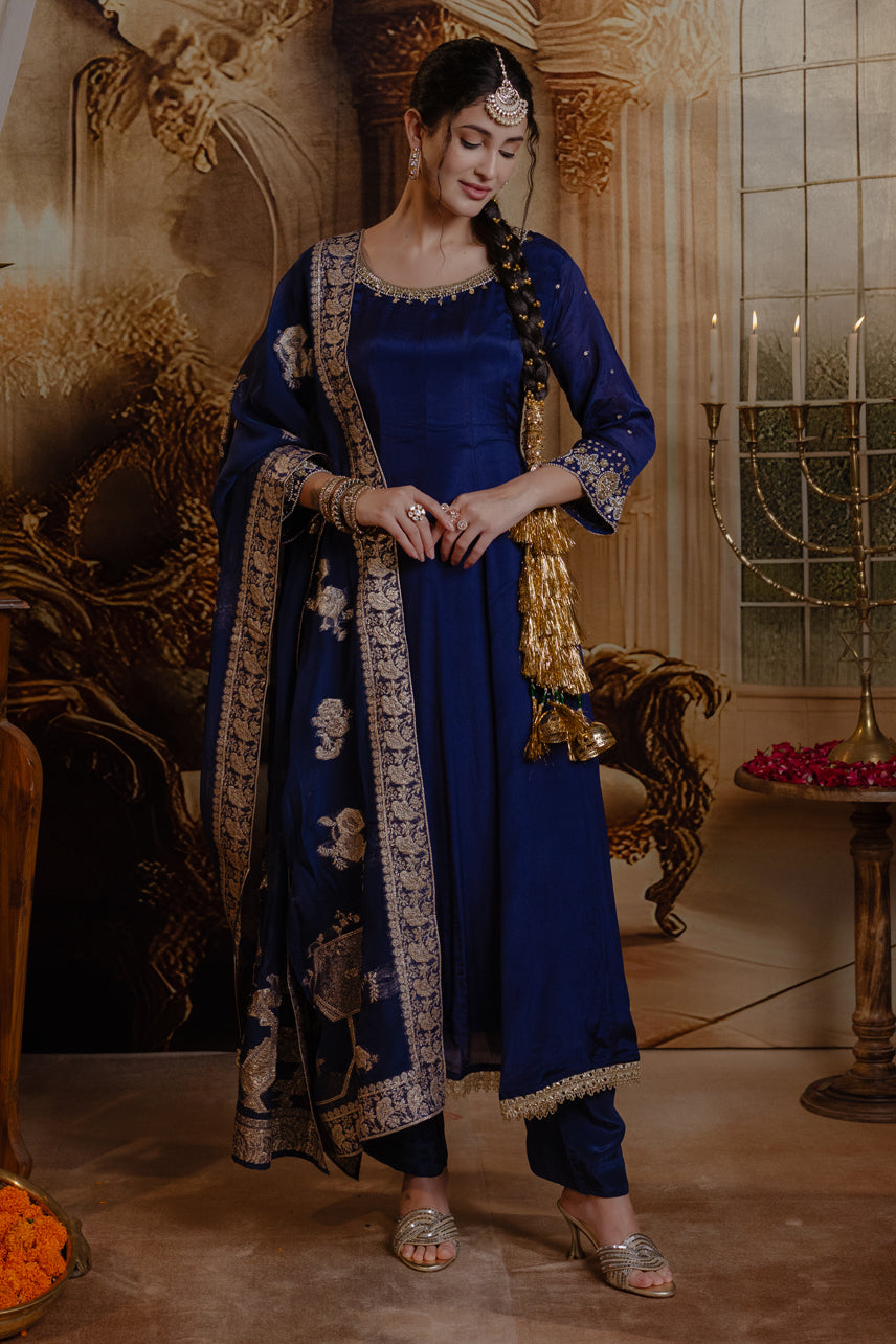 Ruhani Blue-Anarkali Set