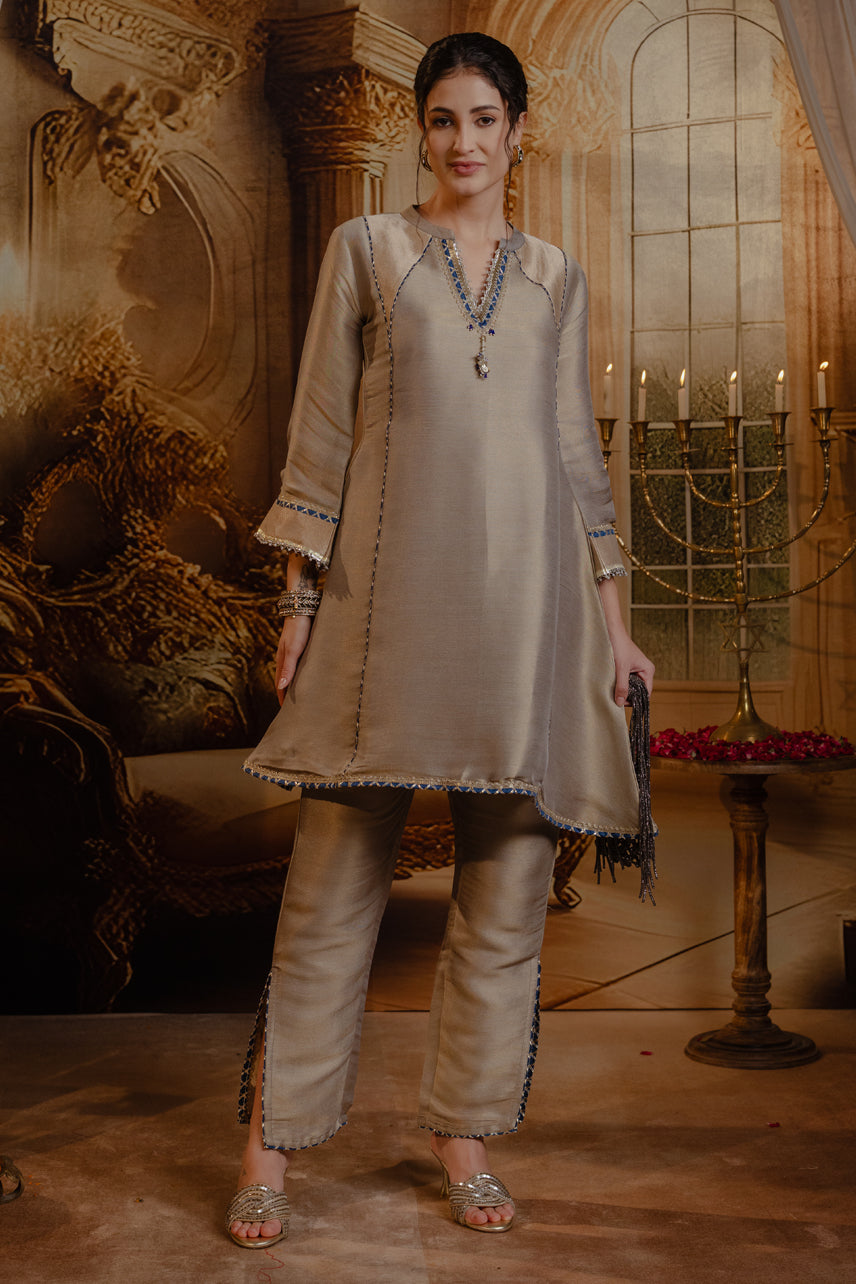 Grey Zari-Co-Ord Set