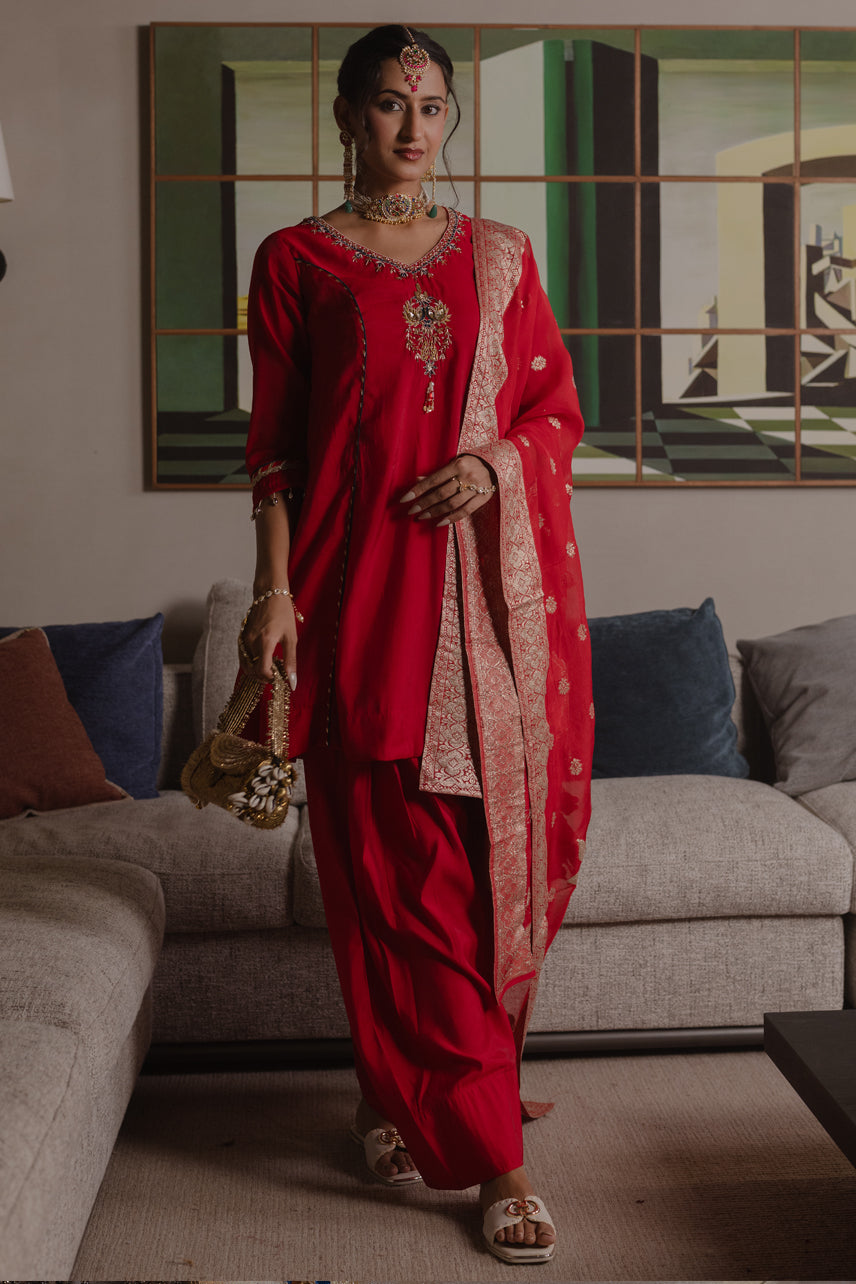 Rubaab Red Farshi Salwar Set