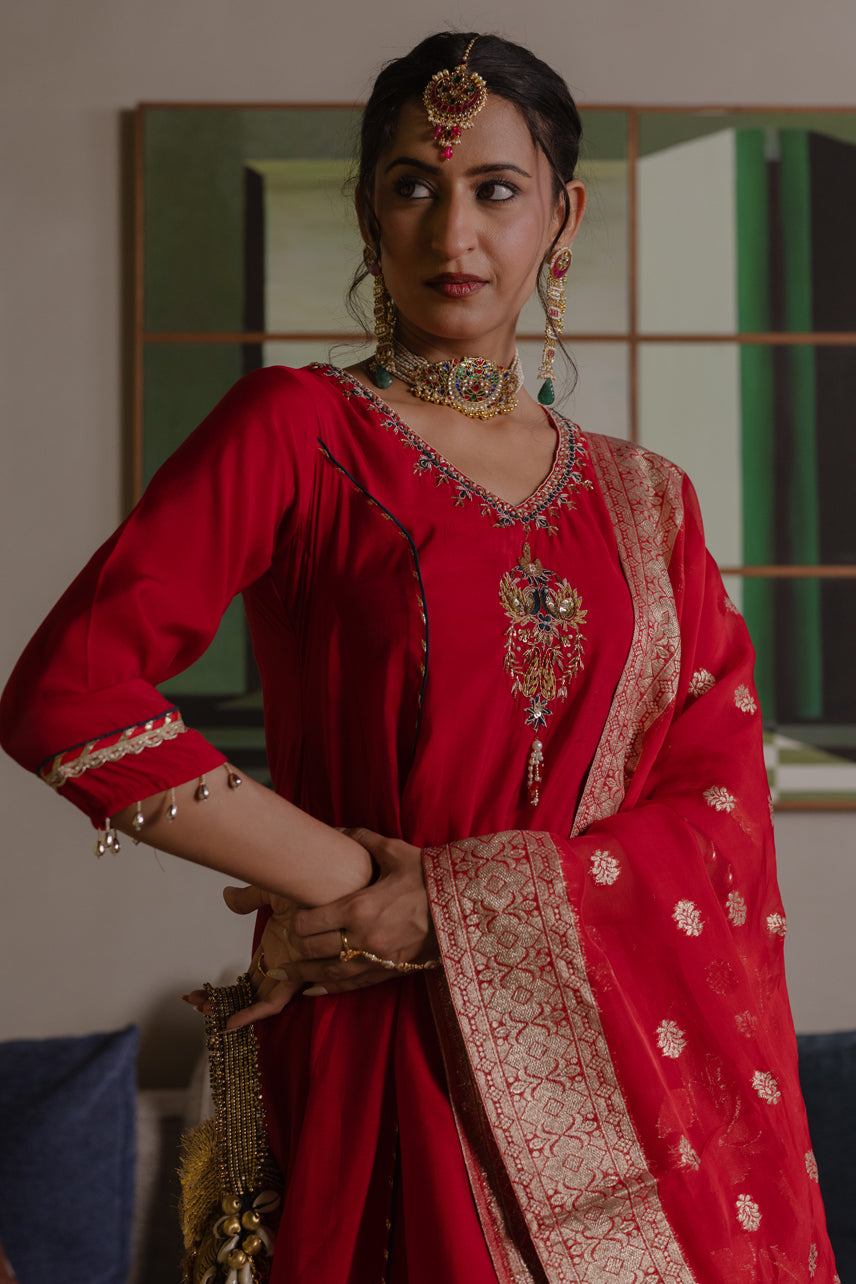 Rubaab Red Farshi Salwar Set