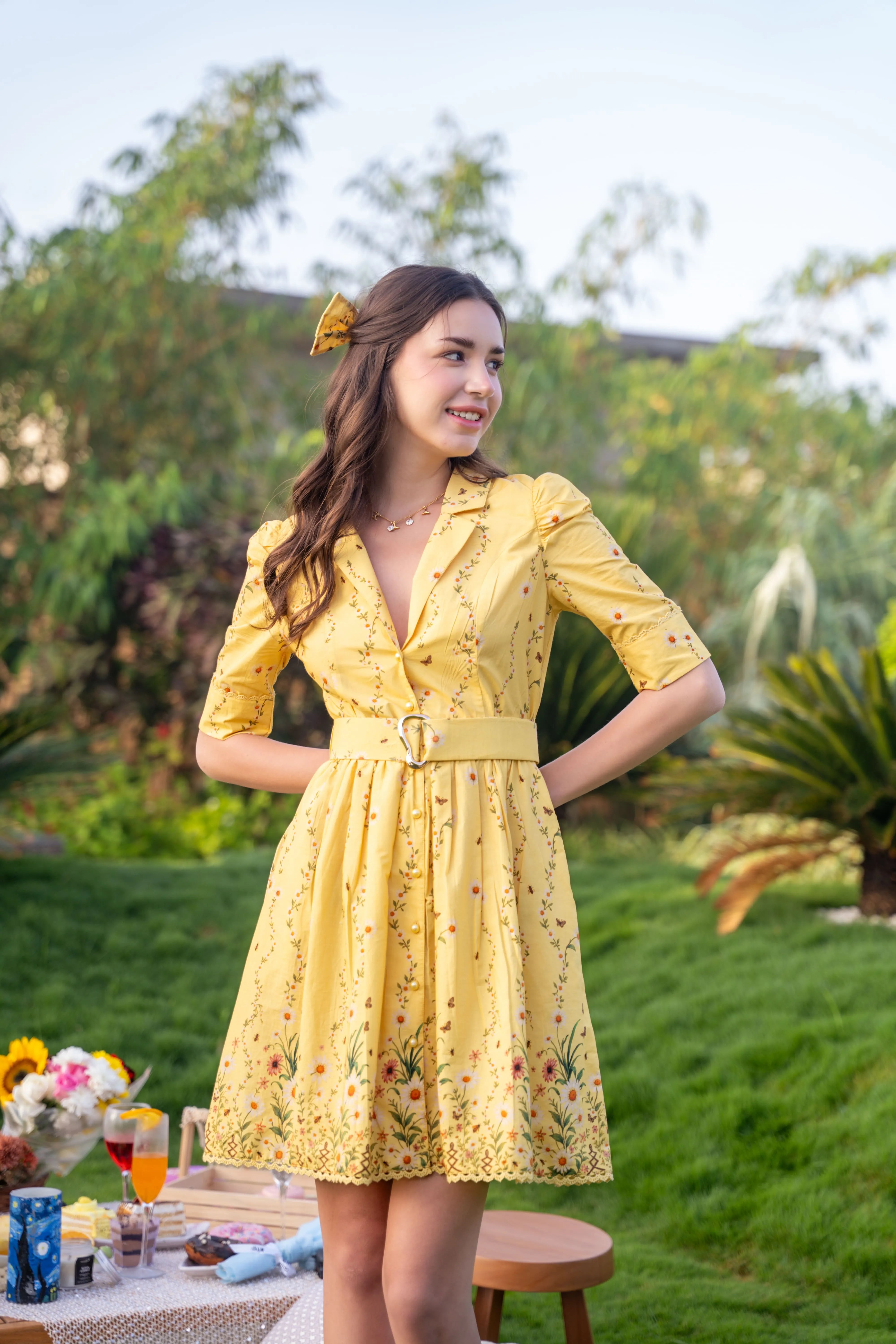 Butter Yellow Floral Dress