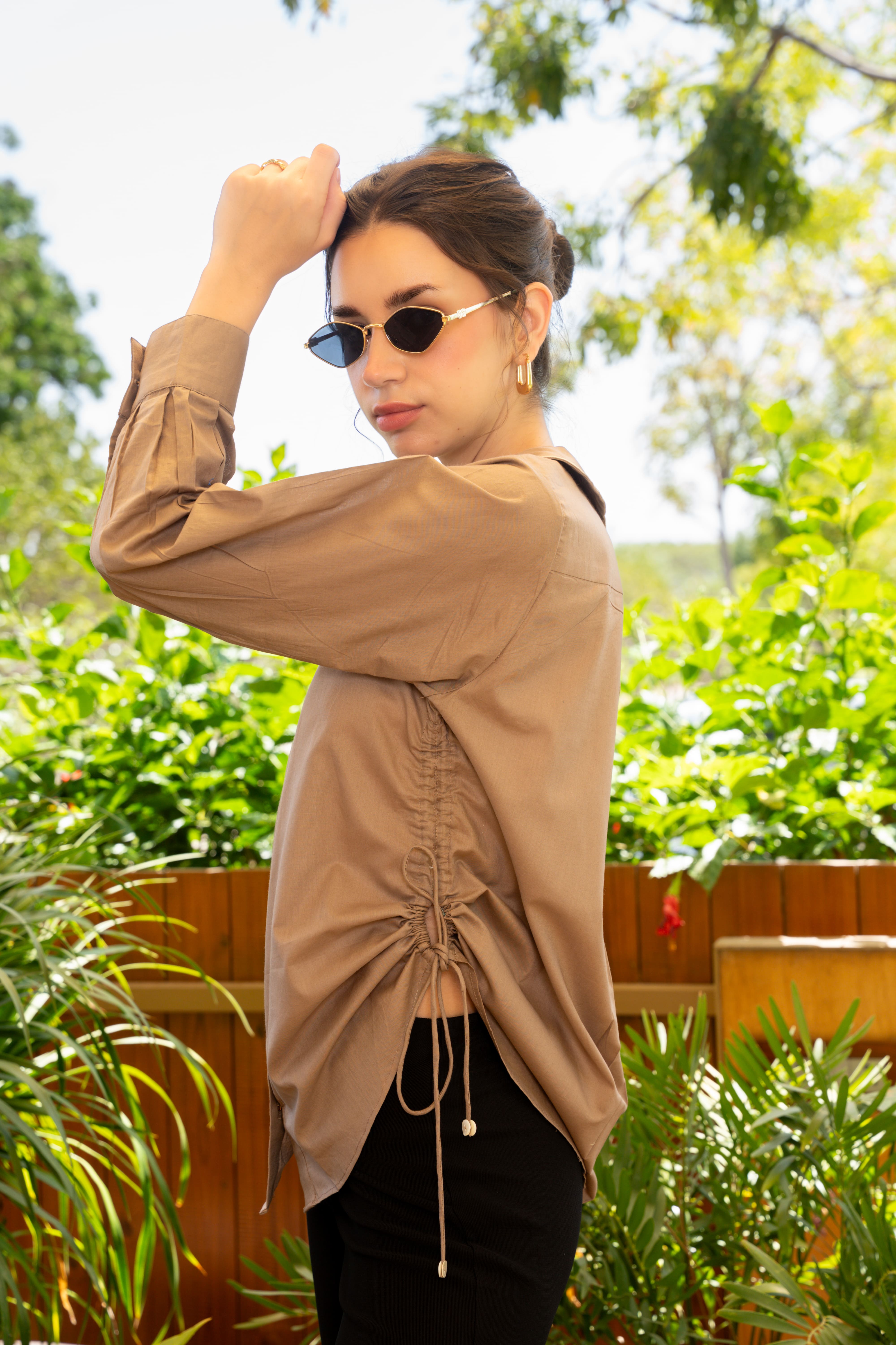 Beige Giza Cotton Shirt
