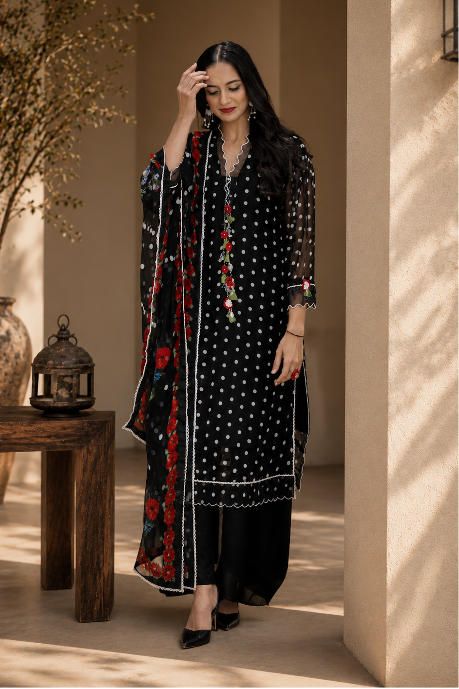 Black Polka Dots-Suit Set