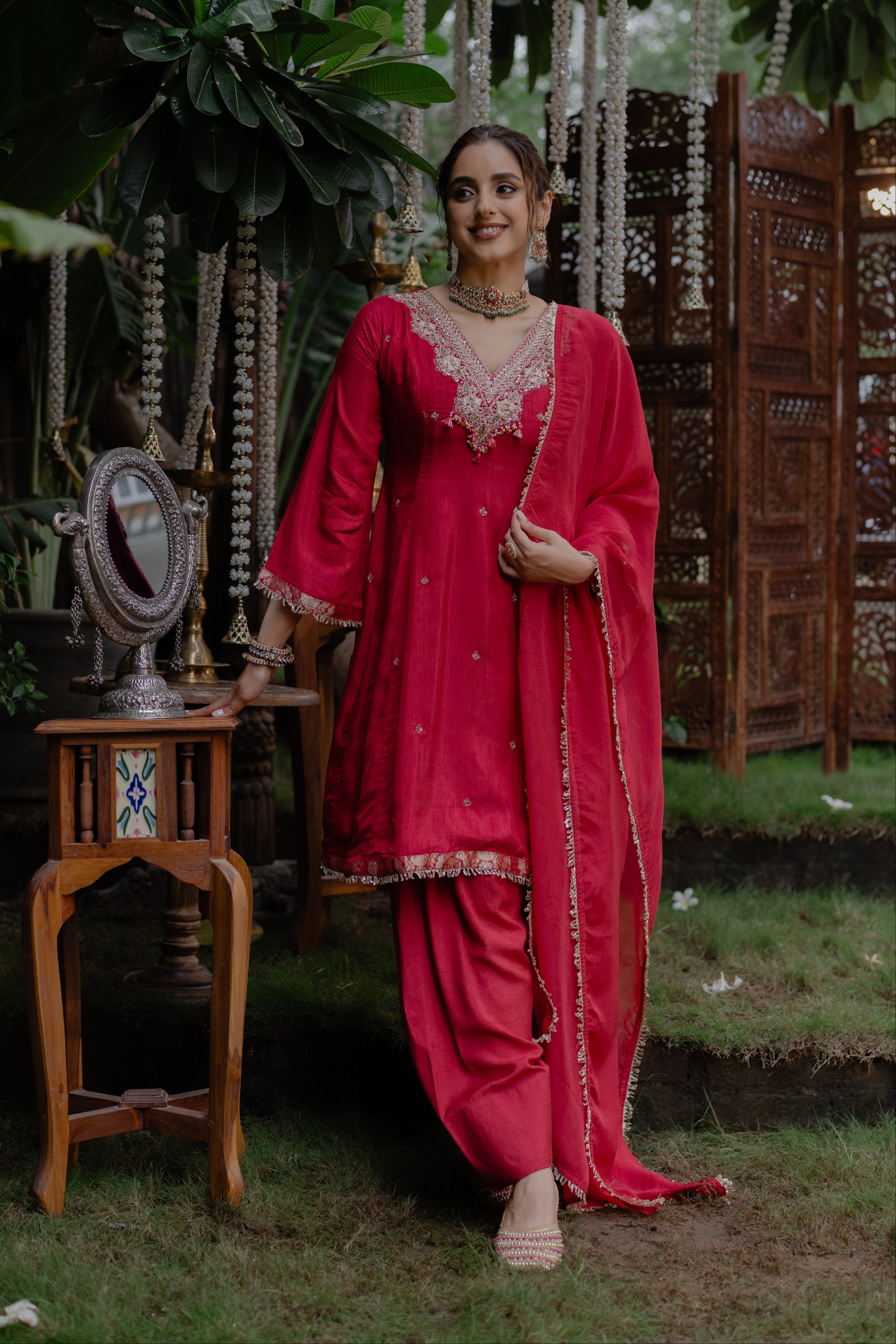 Nazakat Red-Farshi Salwar Set
