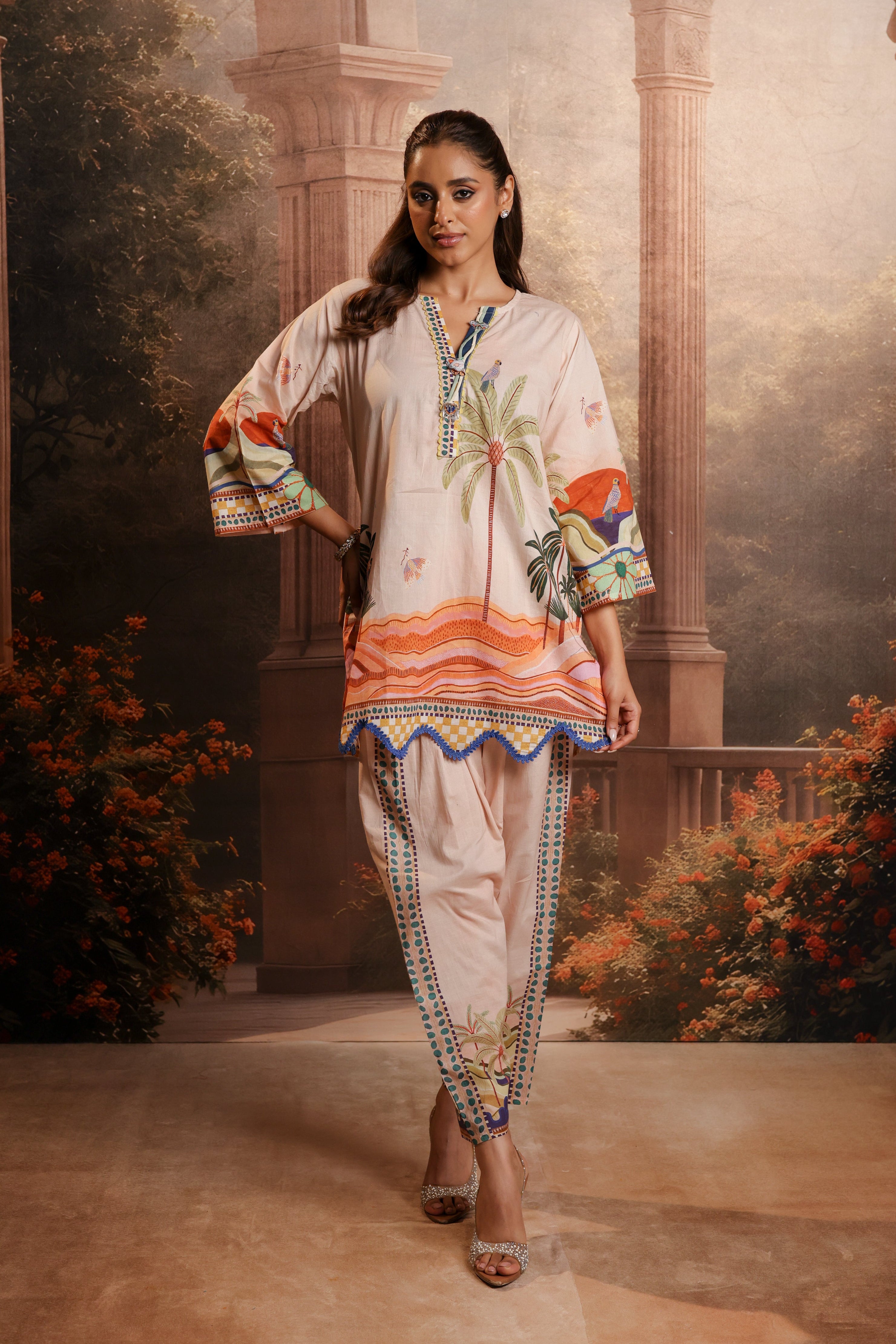 Tropical Printed Cotton-Co-ord Set