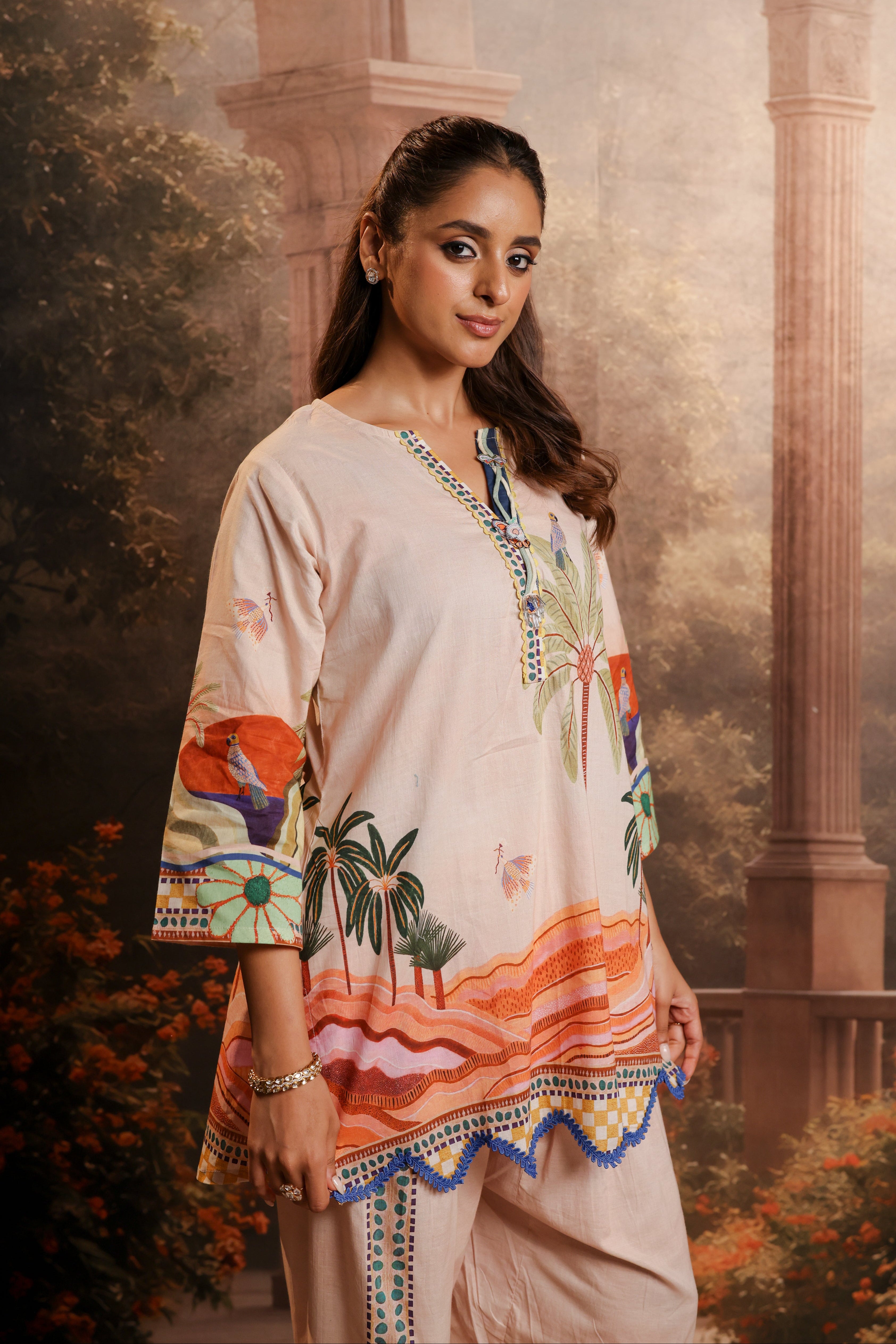 Tropical Printed Cotton-Co-ord Set